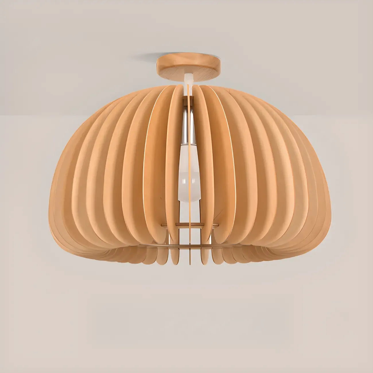 Natural Finish Dome Semi Flush Ceiling Light for Living Room