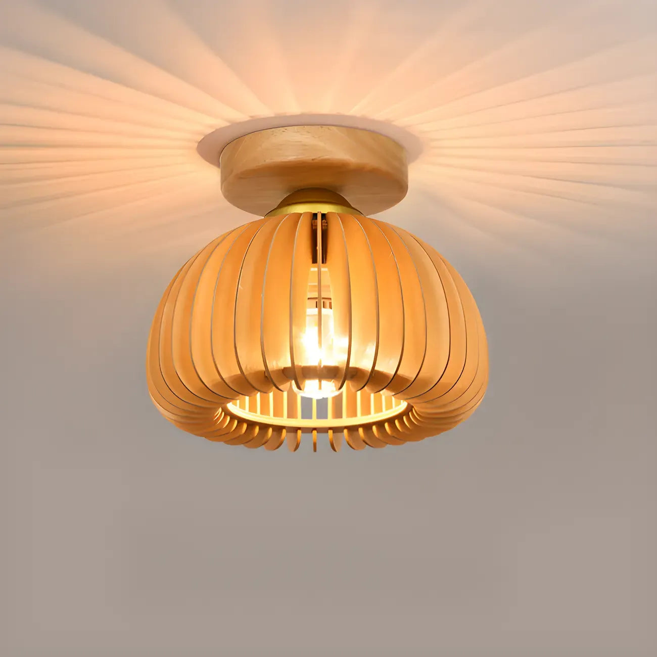 Natural Finish Dome Semi Flush Ceiling Light for Living Room