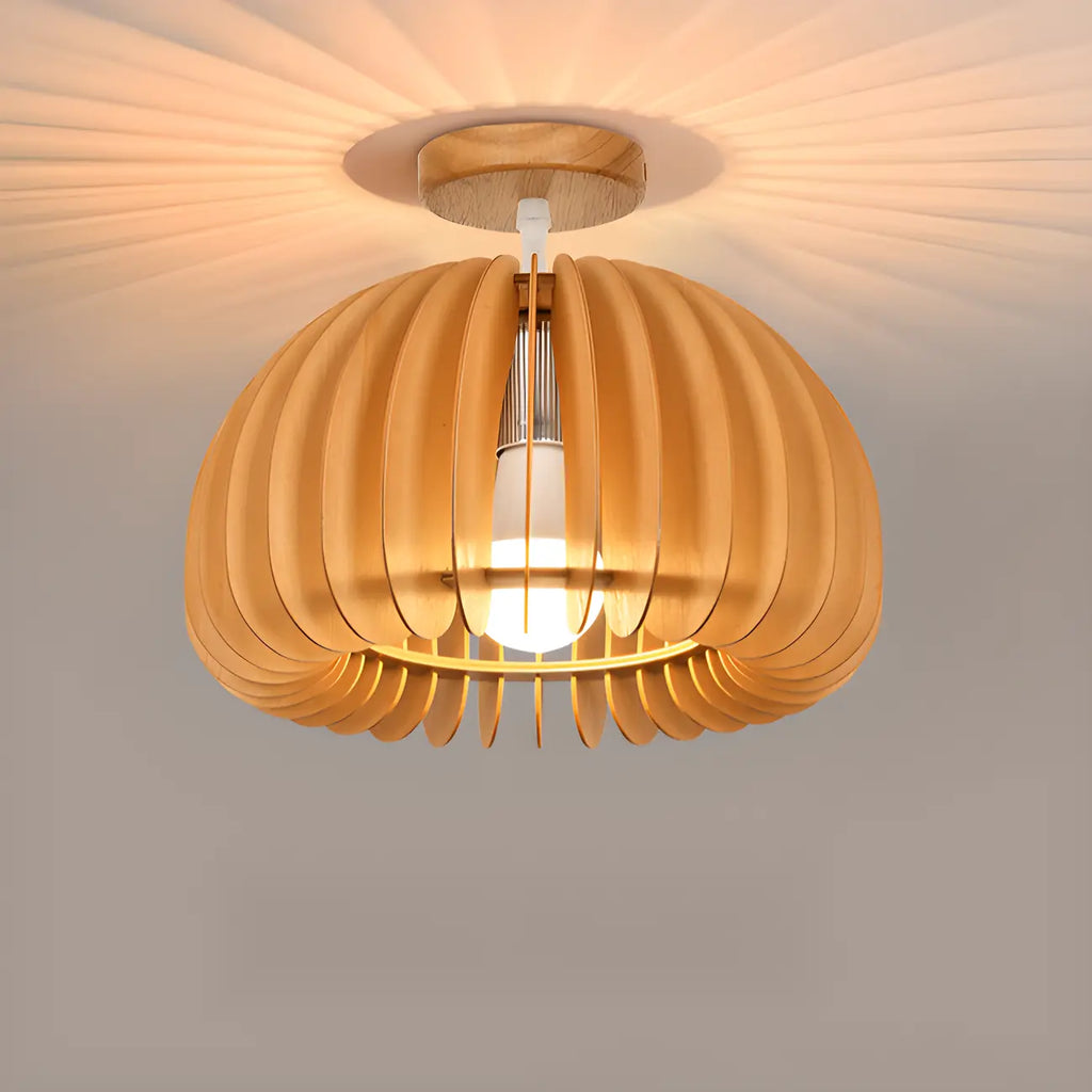 Natural Finish Dome Semi Flush Ceiling Light for Living Room