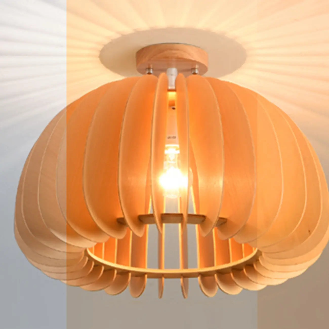 Natural Finish Dome Semi Flush Ceiling Light for Living Room