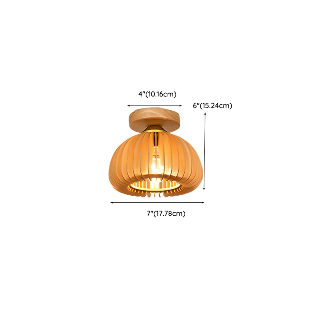 Natural Finish Dome Semi Flush Ceiling Light for Living Room