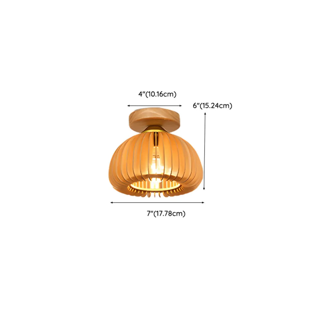 Natural Finish Dome Semi Flush Ceiling Light for Living Room