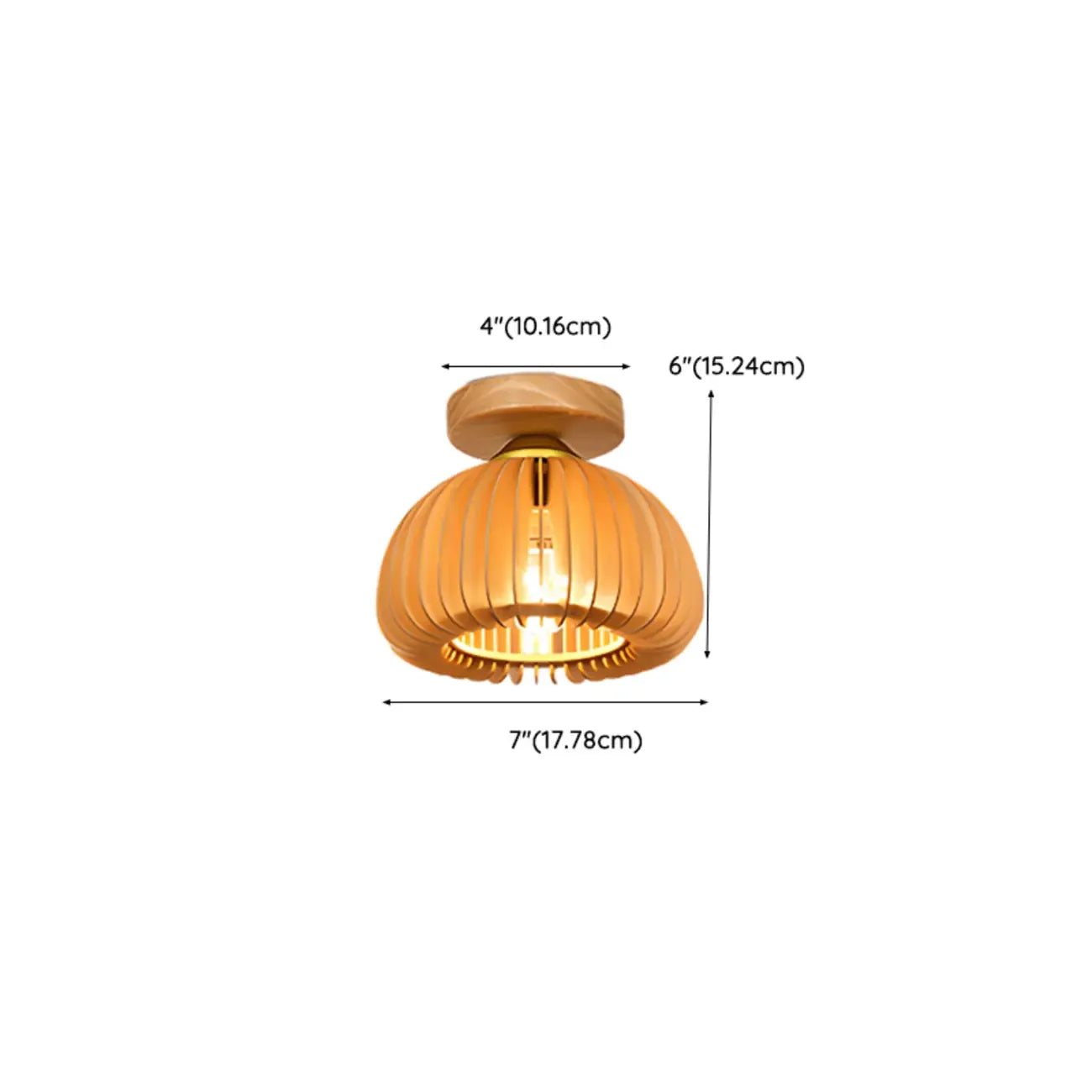 Natural Finish Dome Semi Flush Ceiling Light for Living Room