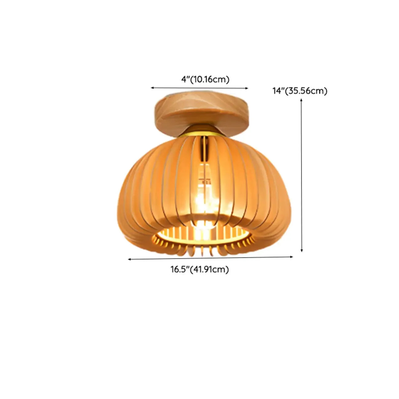 Natural Finish Dome Semi Flush Ceiling Light for Living Room