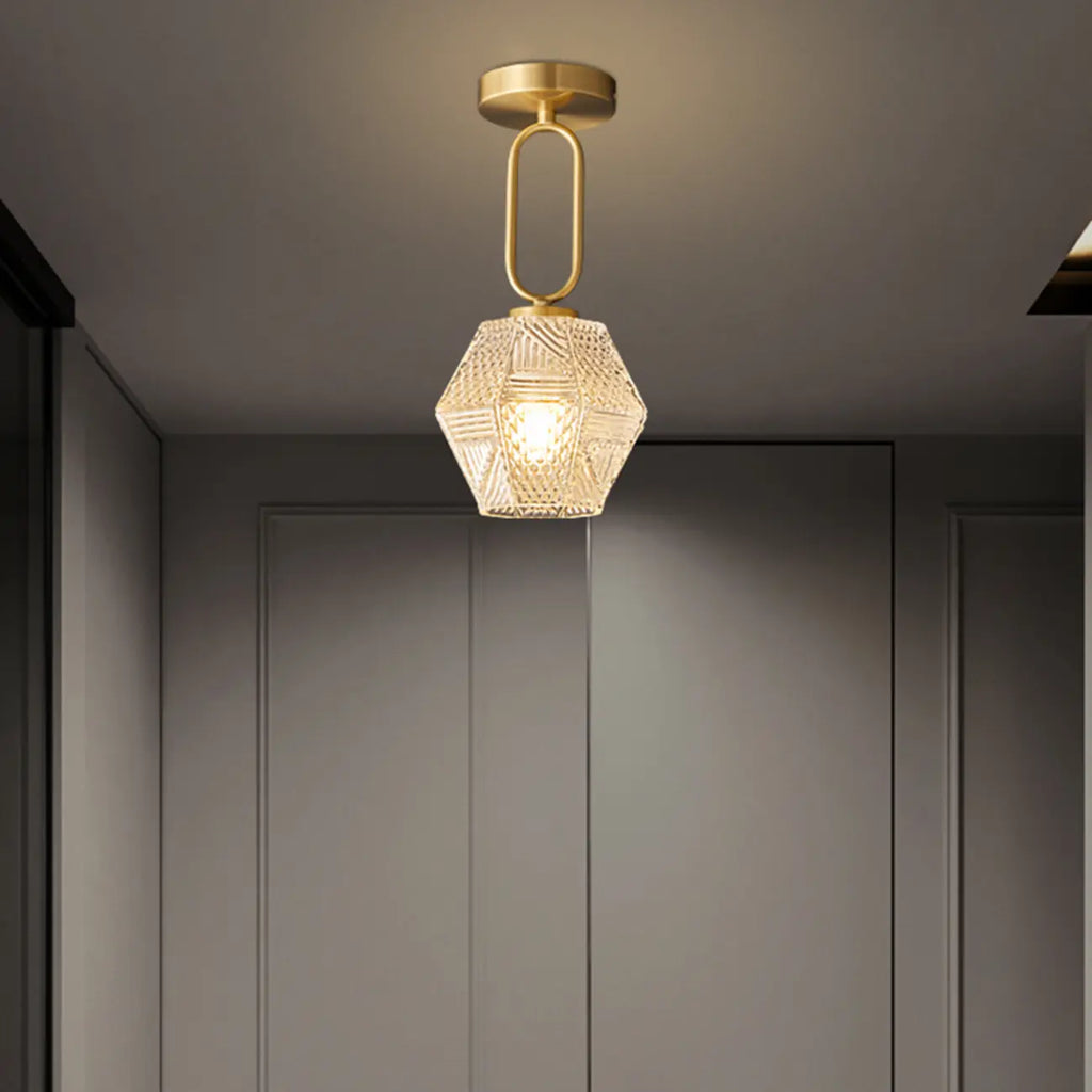 5 to 9 Inch Gold Modern Semi Flush Ceiling Light for Entryway