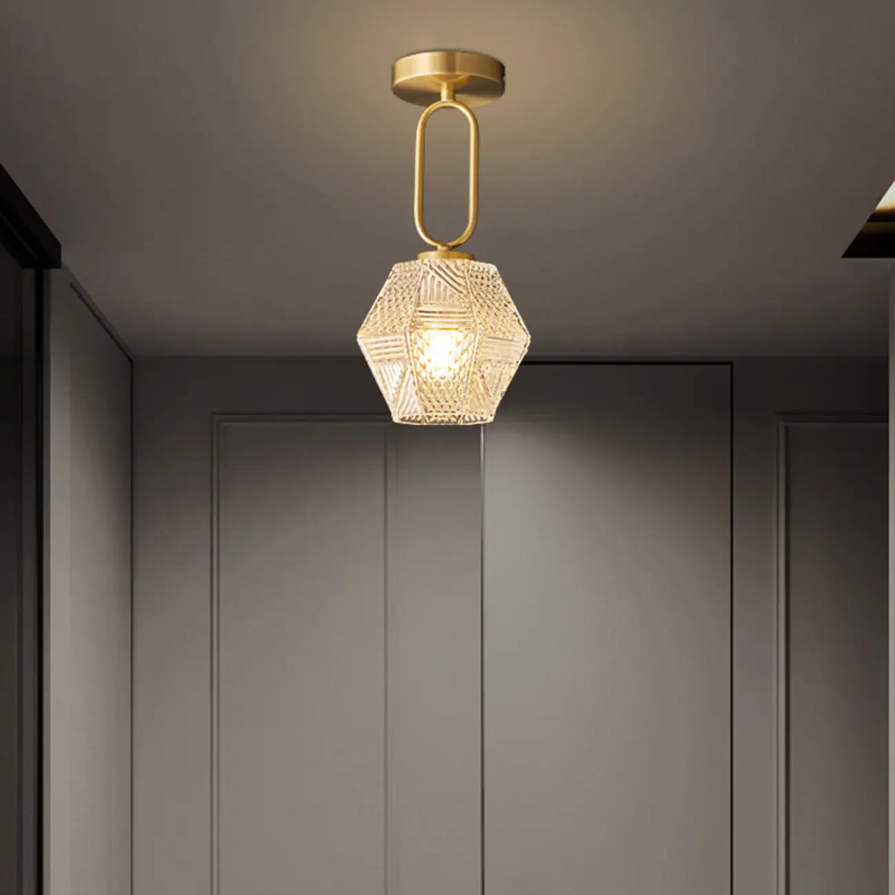 5 to 9 Inch Gold Modern Semi Flush Ceiling Light for Entryway