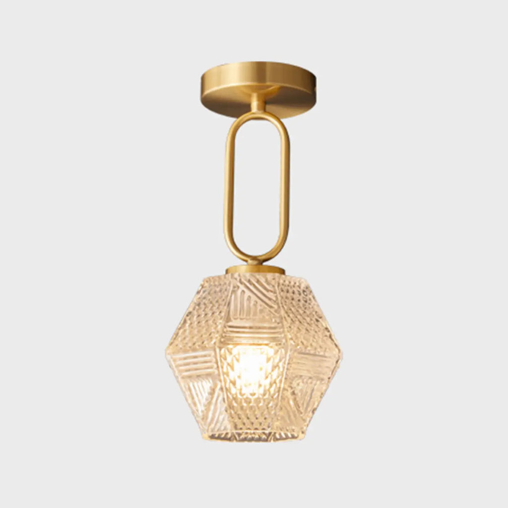 5 to 9 Inch Gold Modern Semi Flush Ceiling Light for Entryway