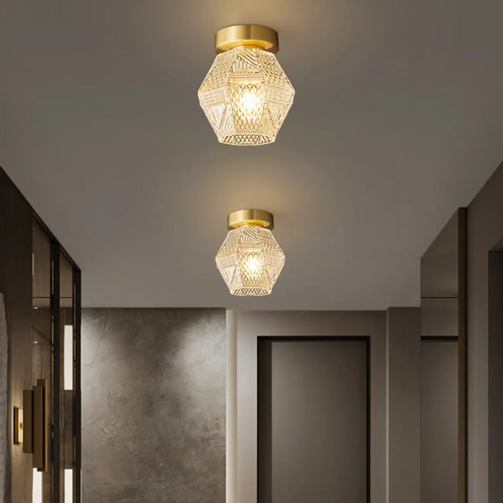 5 to 9 Inch Gold Modern Semi Flush Ceiling Light for Entryway