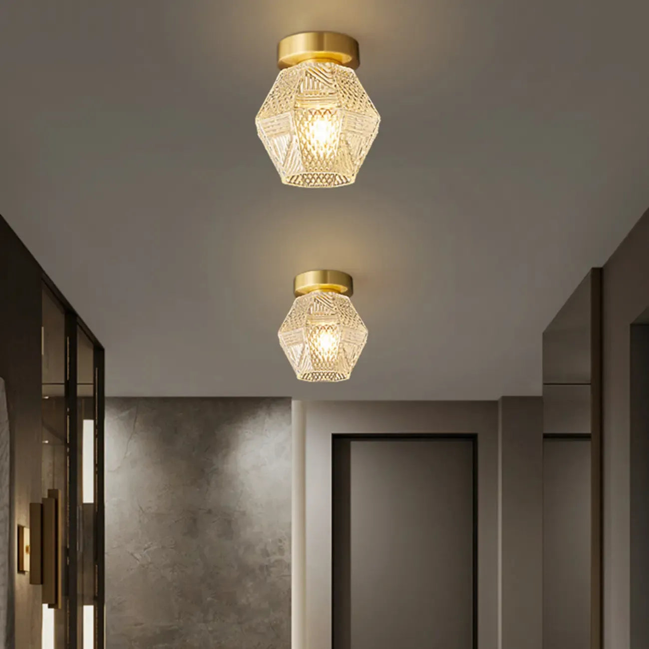 5 to 9 Inch Gold Modern Semi Flush Ceiling Light for Entryway