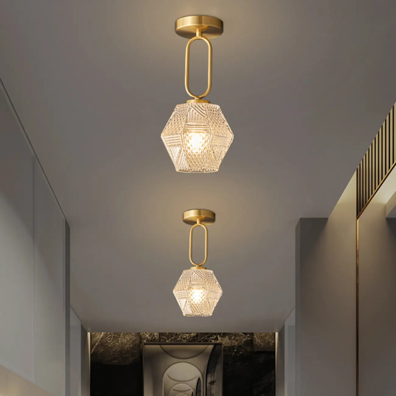 5 to 9 Inch Gold Modern Semi Flush Ceiling Light for Entryway