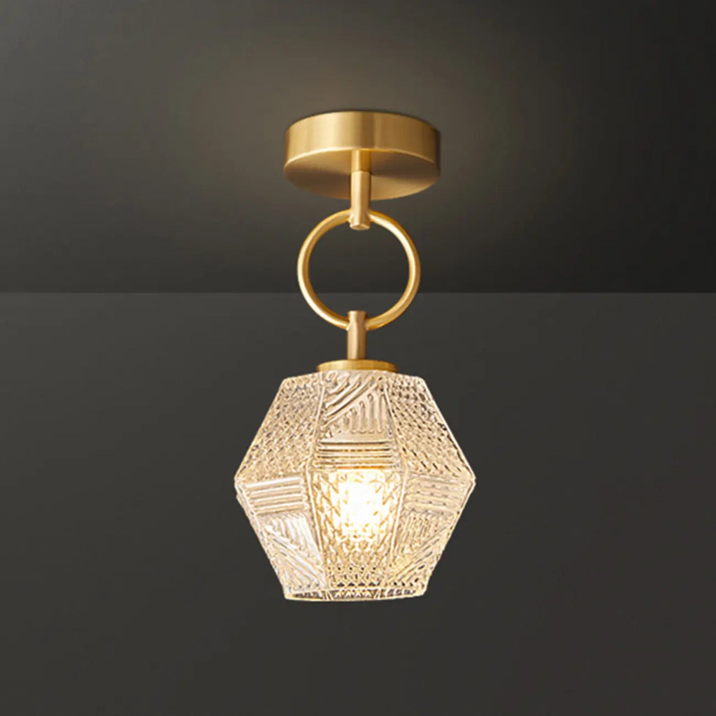 5 to 9 Inch Gold Modern Semi Flush Ceiling Light for Entryway
