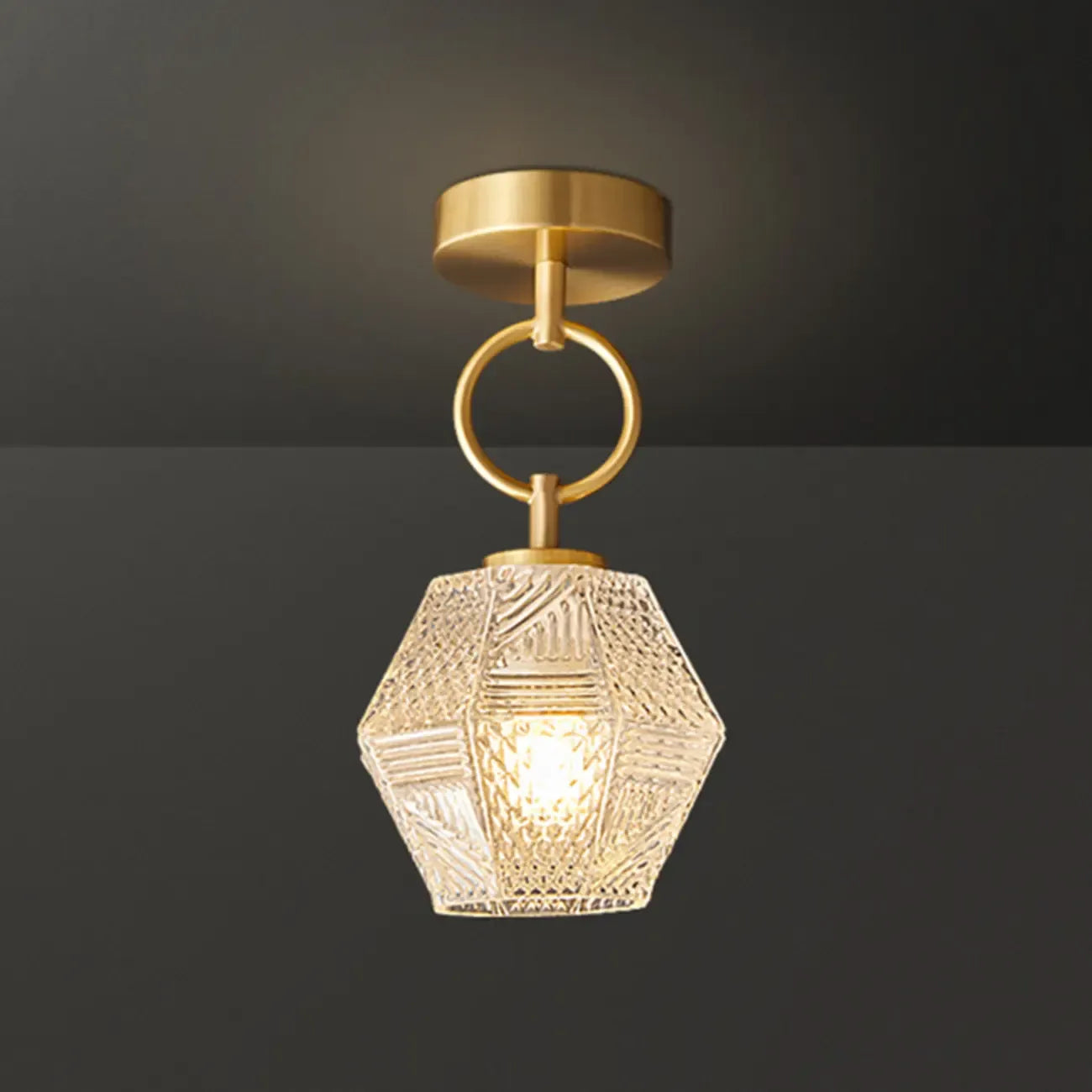 5 to 9 Inch Gold Modern Semi Flush Ceiling Light for Entryway