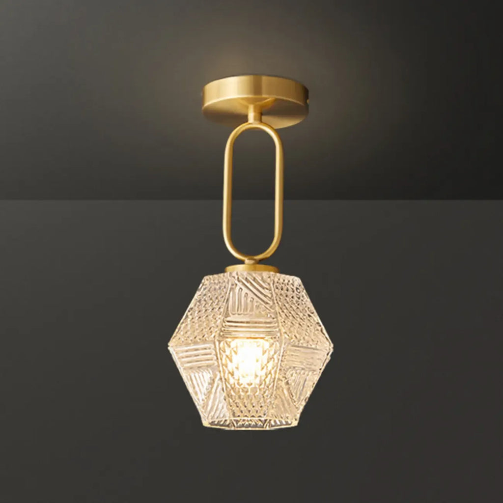 5 to 9 Inch Gold Modern Semi Flush Ceiling Light for Entryway