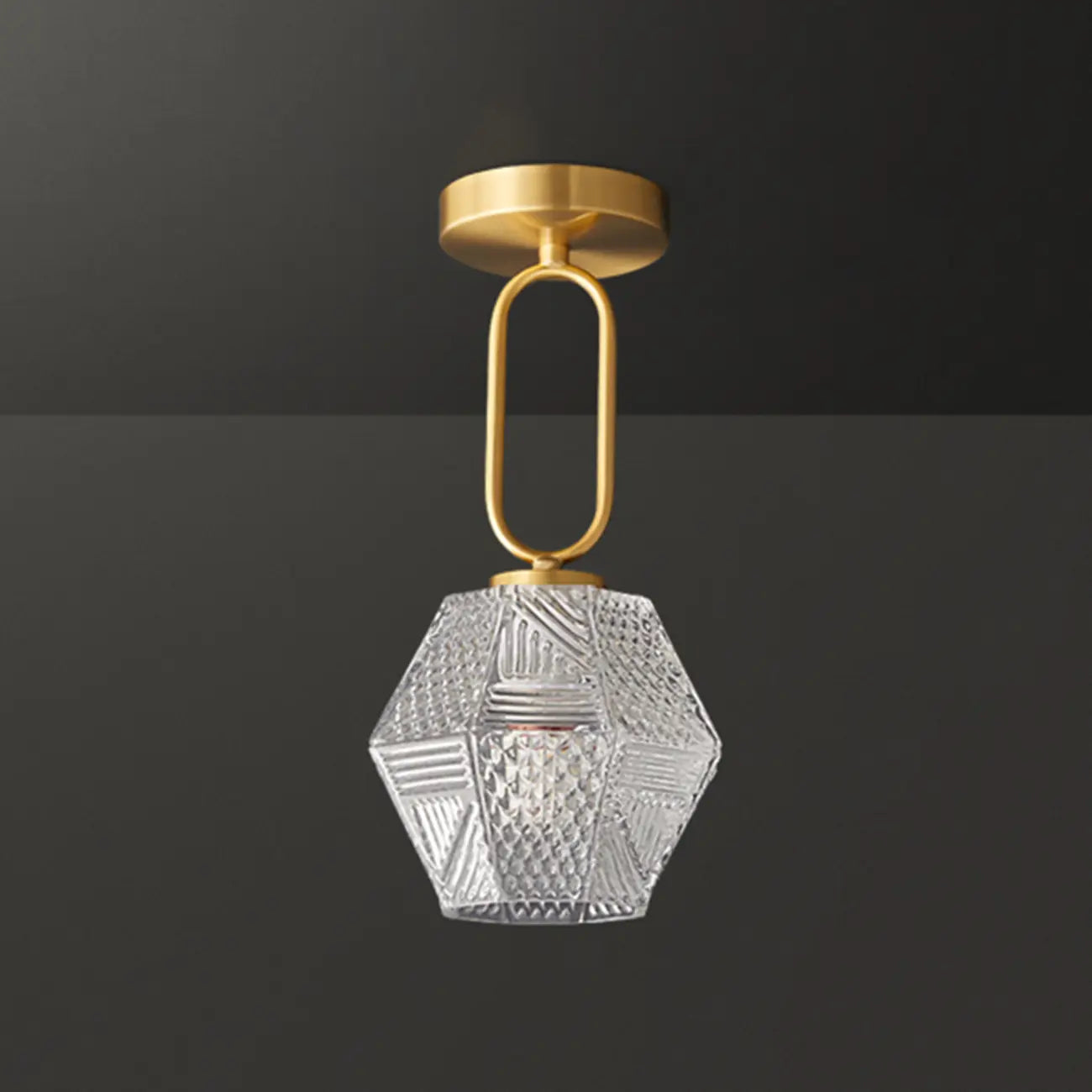 5 to 9 Inch Gold Modern Semi Flush Ceiling Light for Entryway