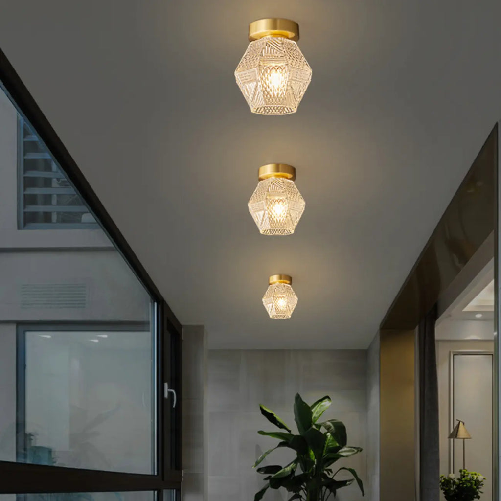 5 to 9 Inch Gold Modern Semi Flush Ceiling Light for Entryway