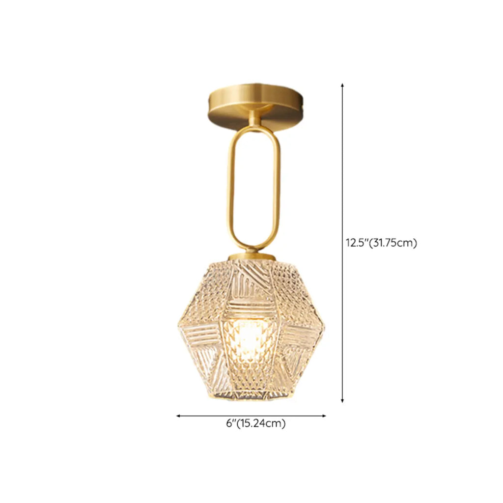 5 to 9 Inch Gold Modern Semi Flush Ceiling Light for Entryway