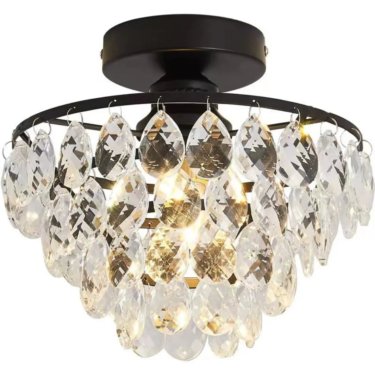 Luxury Crystal LED Semi Flush Ceiling Light for Living Space
