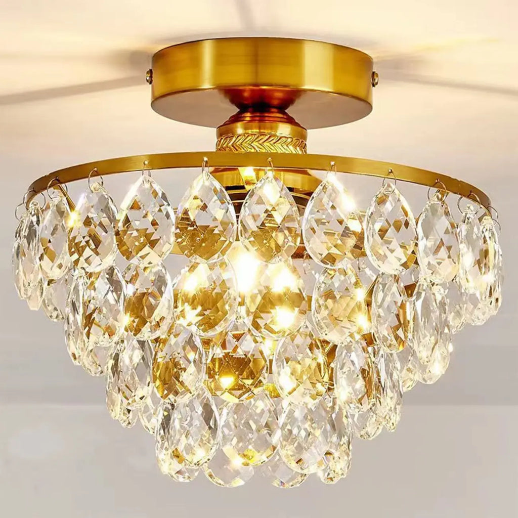 Luxury Crystal LED Semi Flush Ceiling Light for Living Space