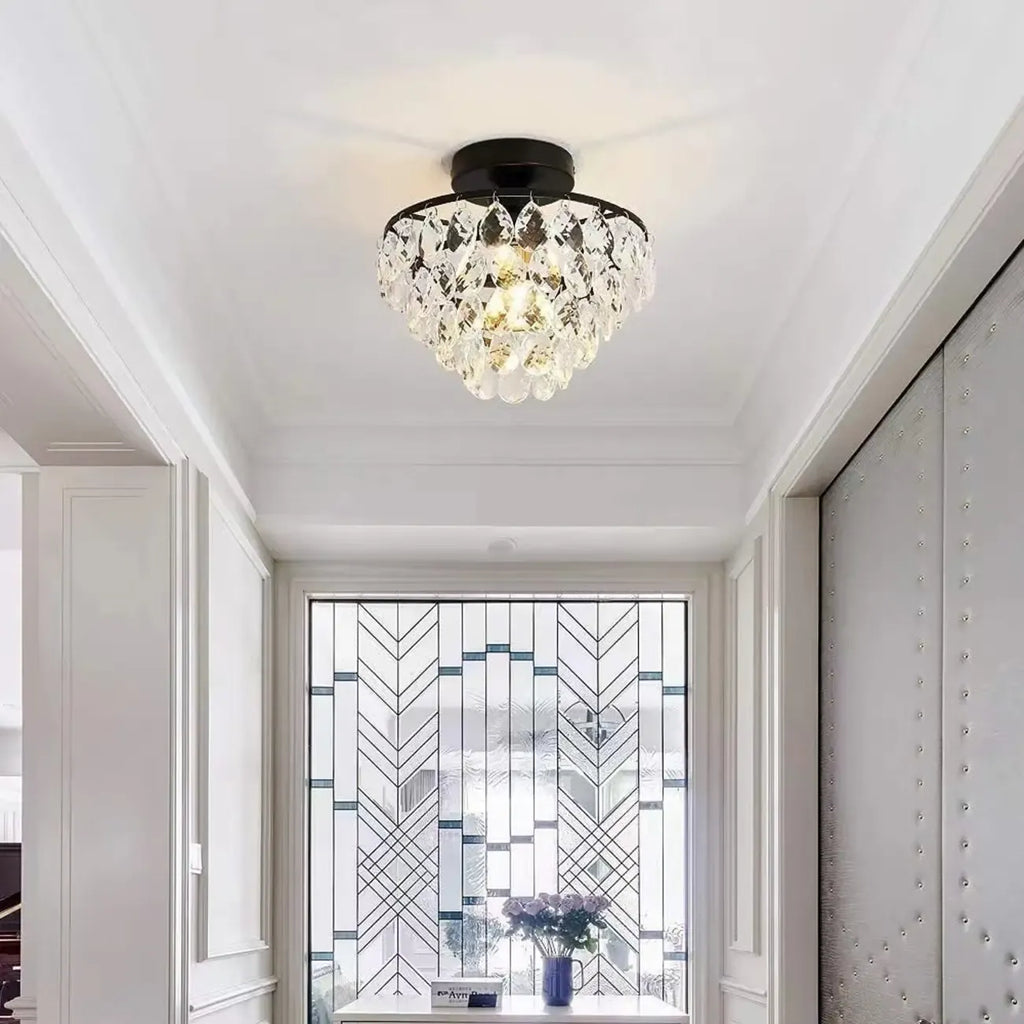 Luxury Crystal LED Semi Flush Ceiling Light for Living Space