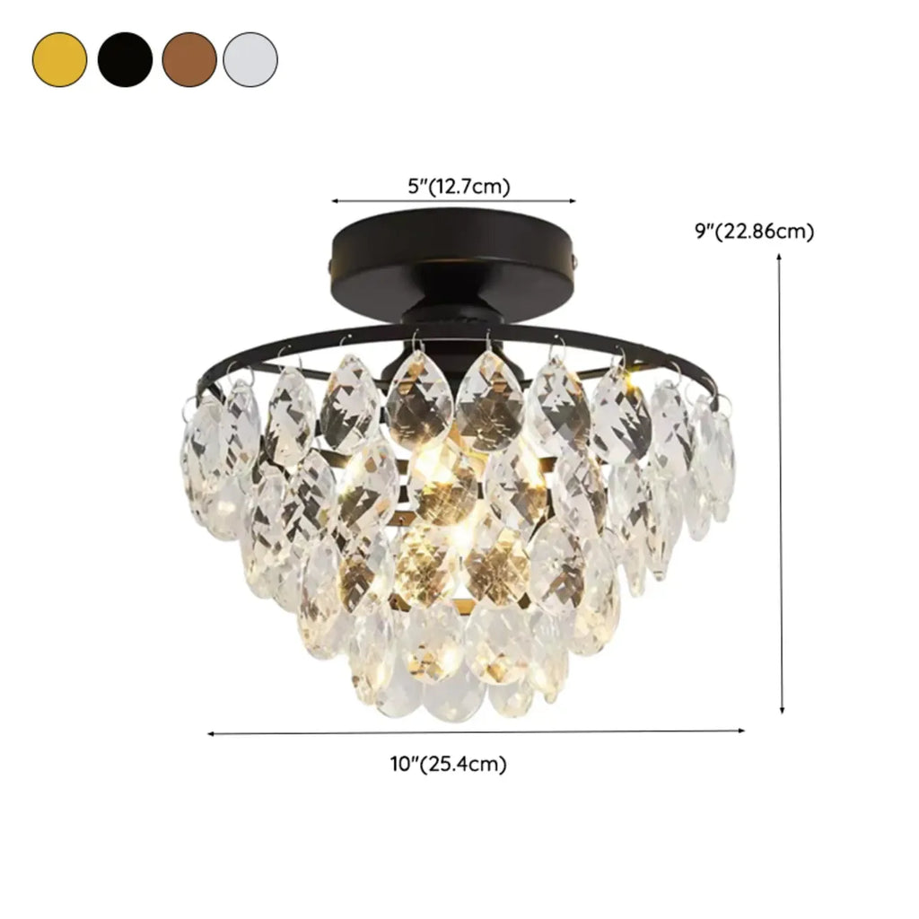 Luxury Crystal LED Semi Flush Ceiling Light for Living Space
