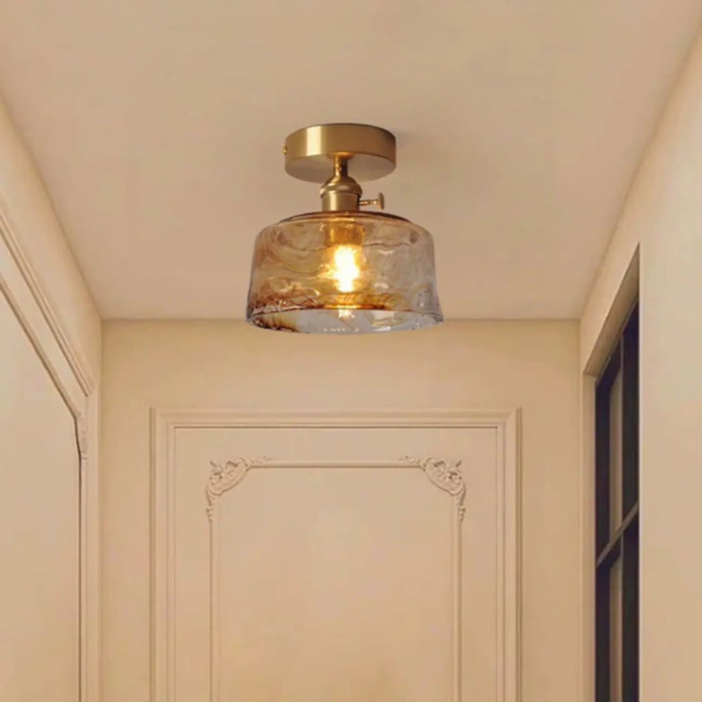 Geometric Amber Semi Flush LED Ceiling Light for Modern Home