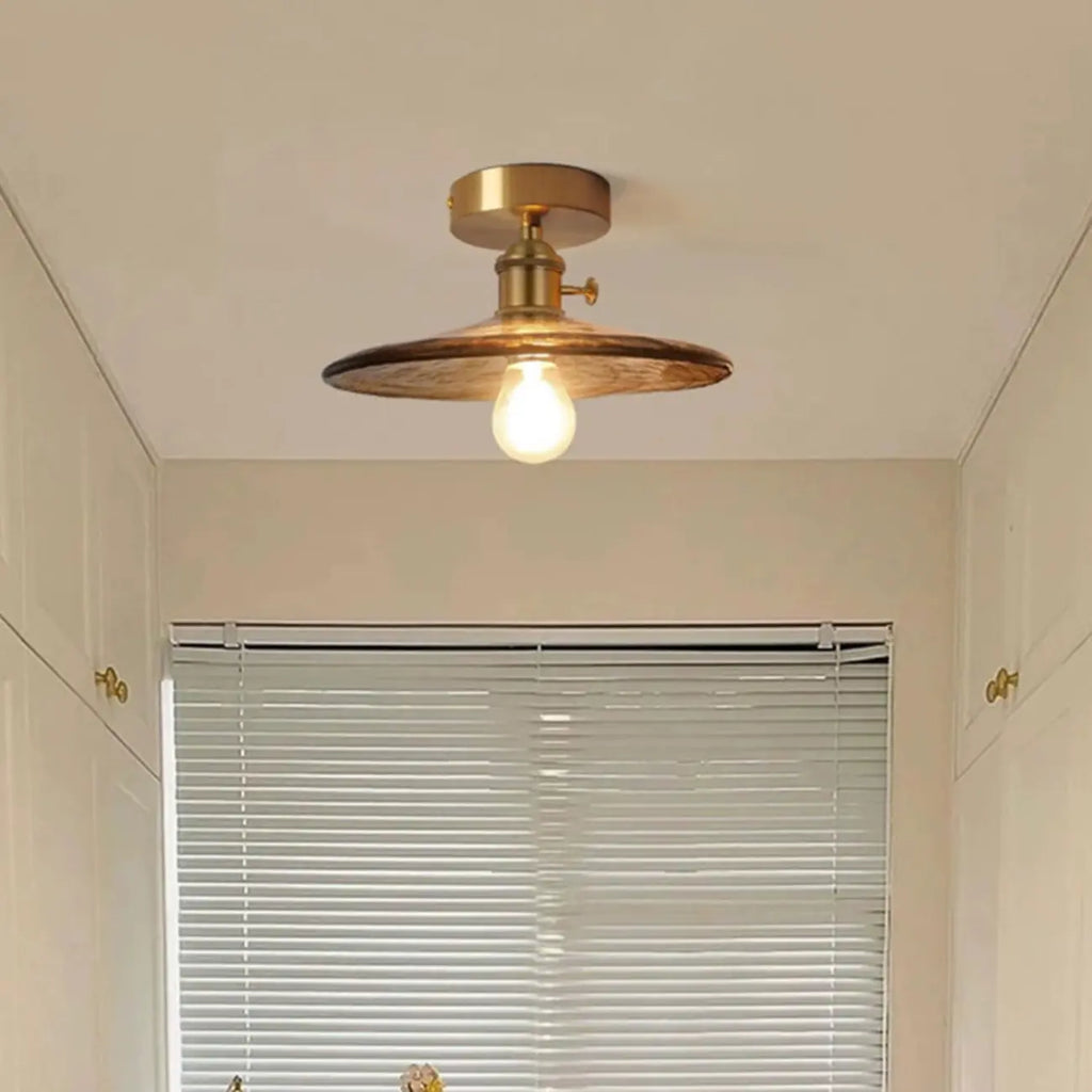 Geometric Amber Semi Flush LED Ceiling Light for Modern Home