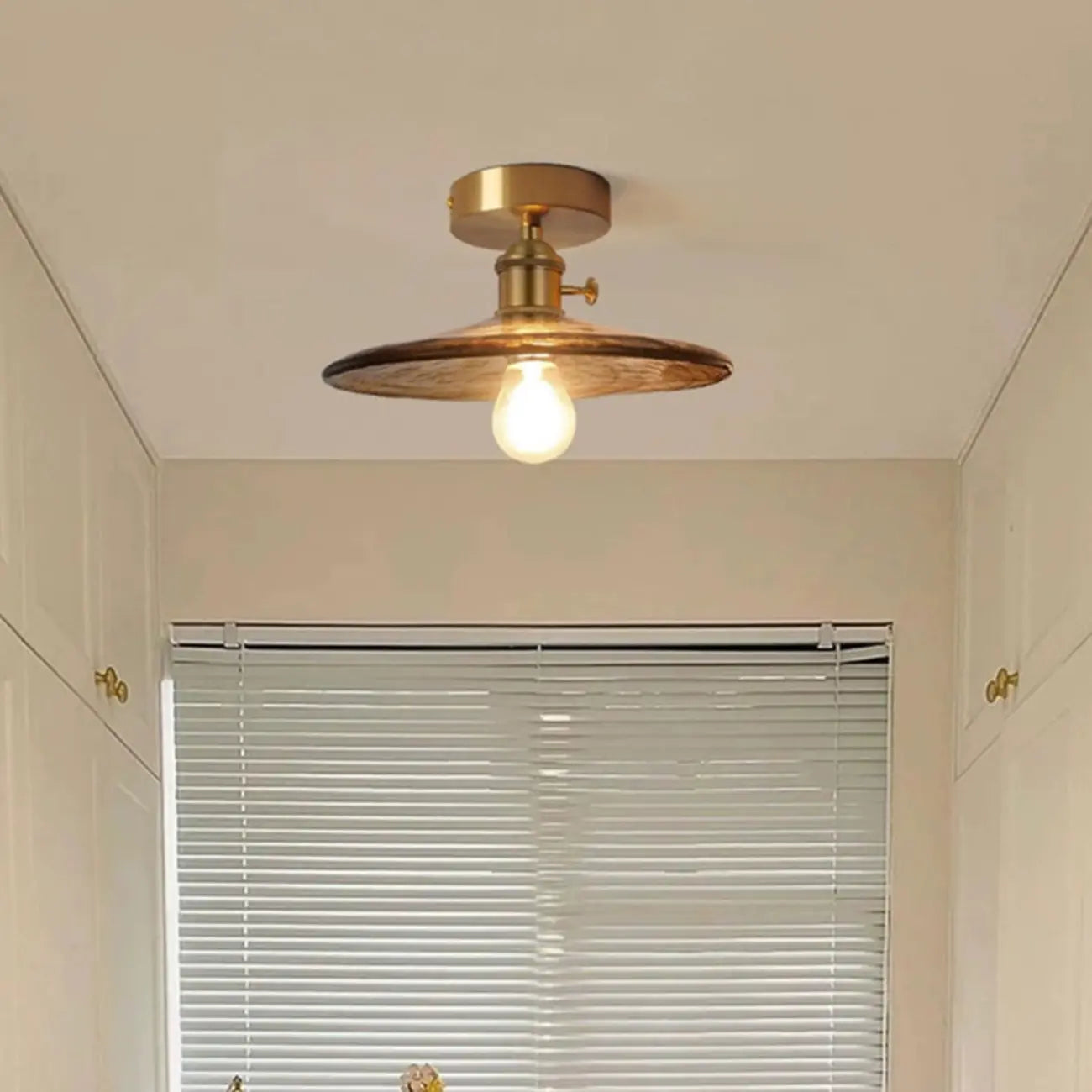 Geometric Amber Semi Flush LED Ceiling Light for Modern Home