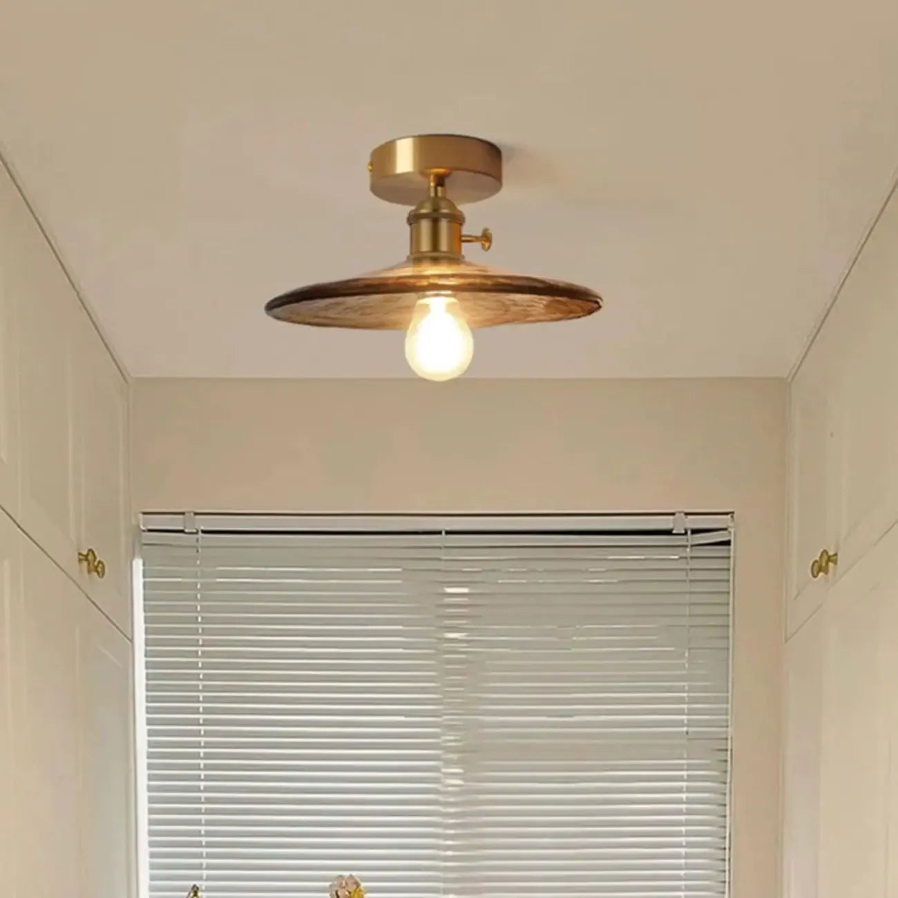 Geometric Amber Semi Flush LED Ceiling Light for Modern Home