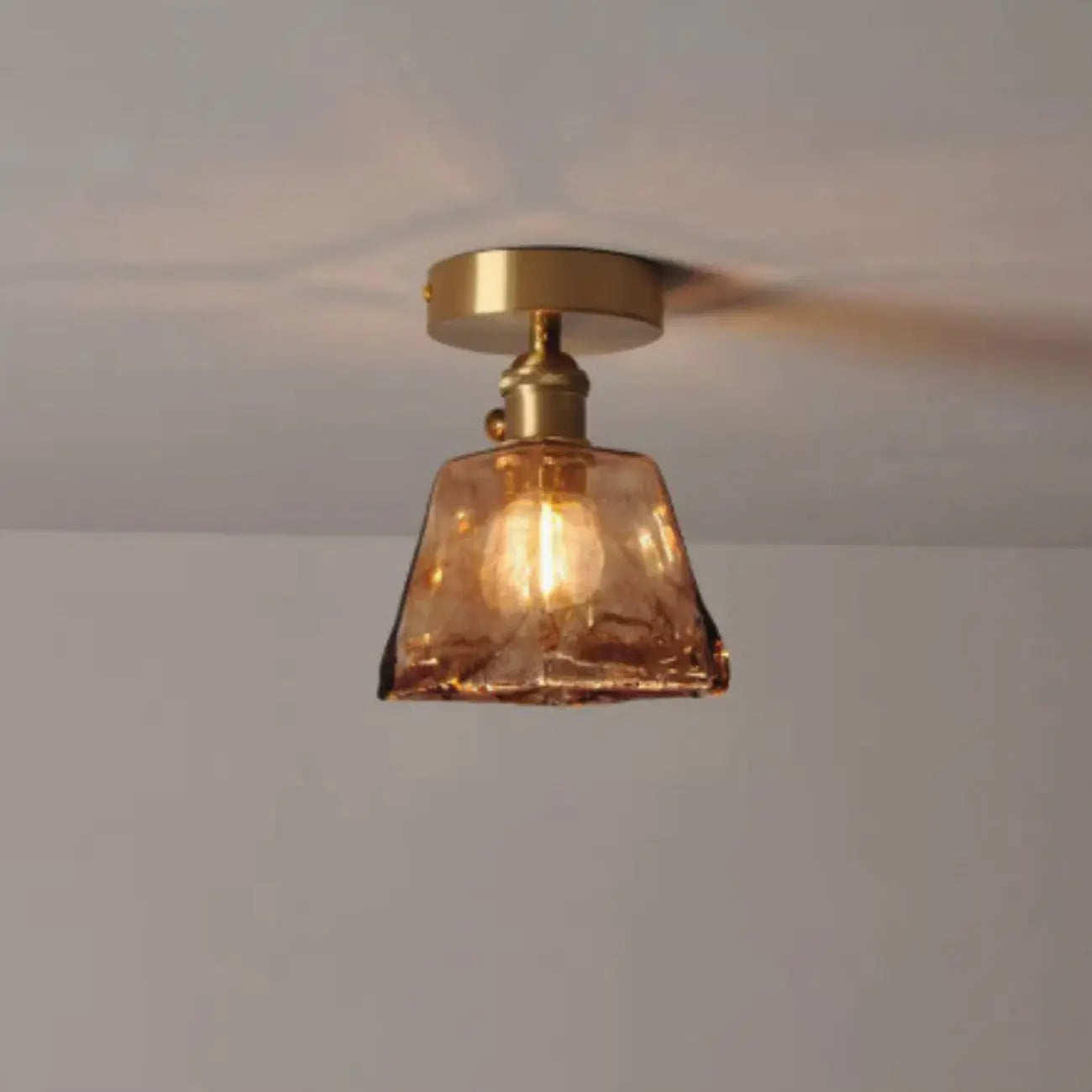Geometric Amber Semi Flush LED Ceiling Light for Modern Home