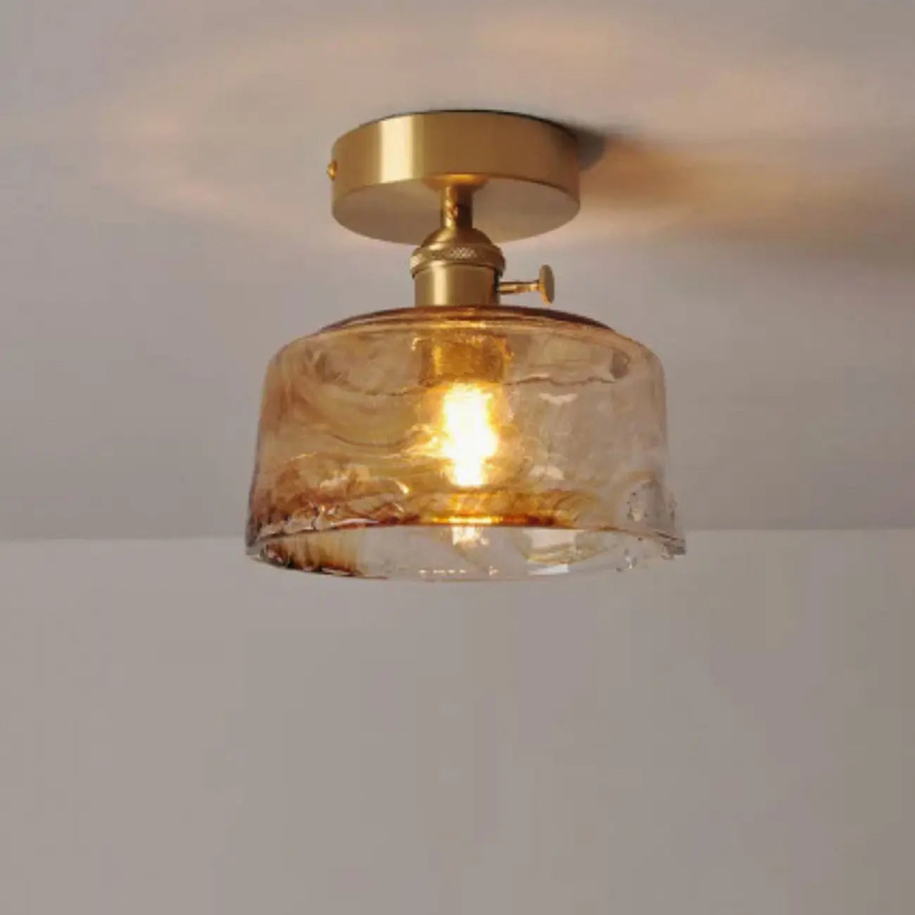 Geometric Amber Semi Flush LED Ceiling Light for Modern Home
