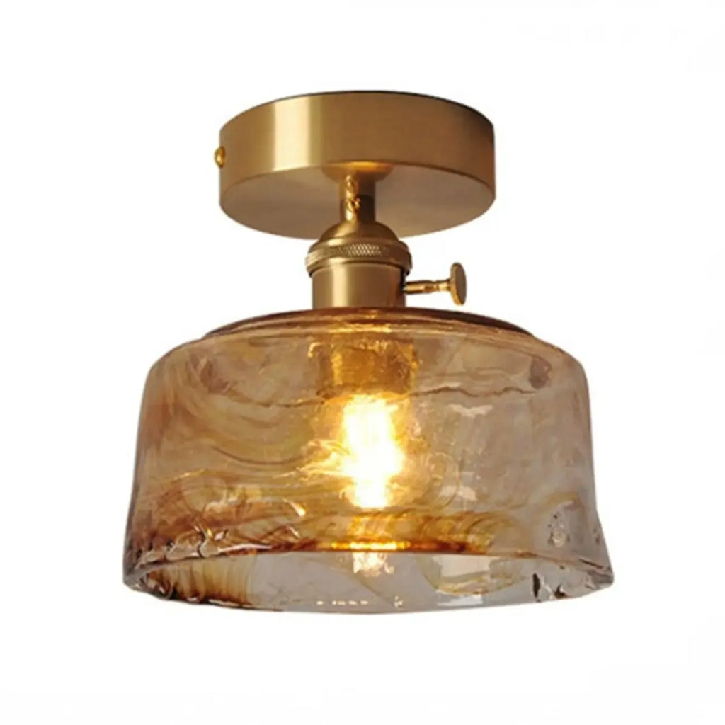 Geometric Amber Semi Flush LED Ceiling Light for Modern Home