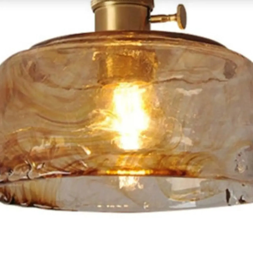 Geometric Amber Semi Flush LED Ceiling Light for Modern Home