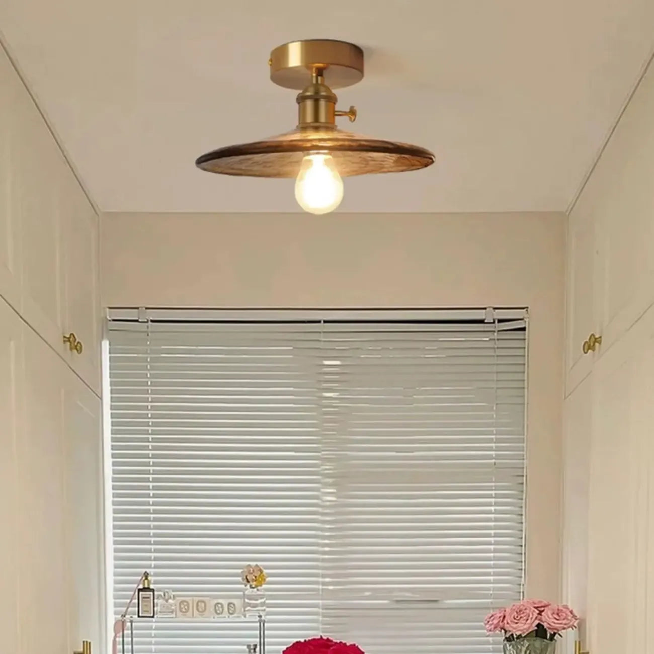 Geometric Amber Semi Flush LED Ceiling Light for Modern Home