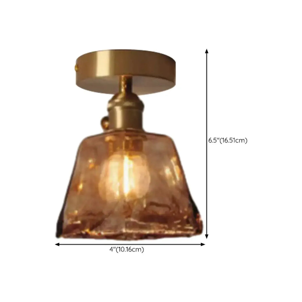 Geometric Amber Semi Flush LED Ceiling Light for Modern Home