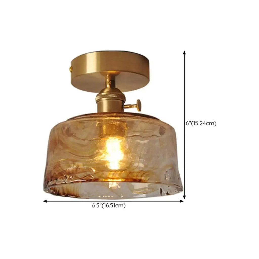 Geometric Amber Semi Flush LED Ceiling Light for Modern Home
