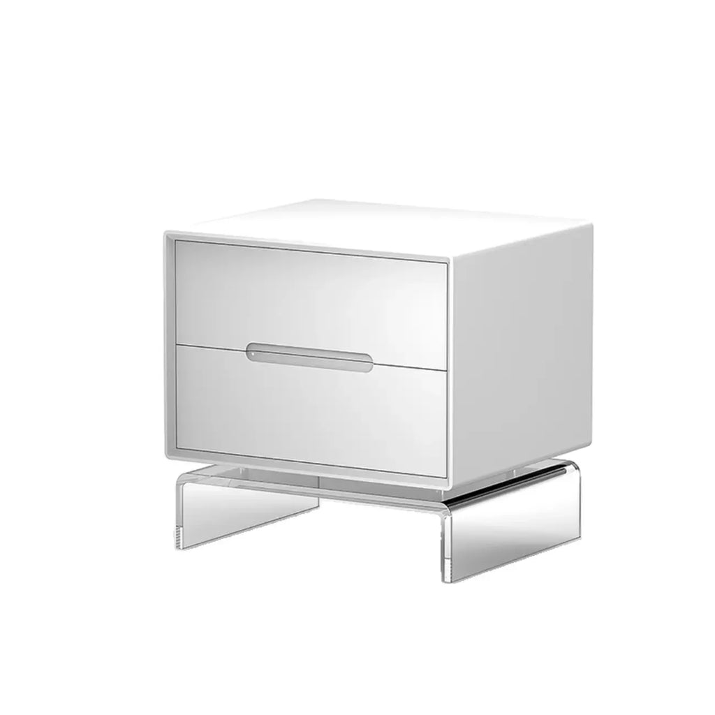 Modern Acrylic Leg Timber White Nightstand with Drawers