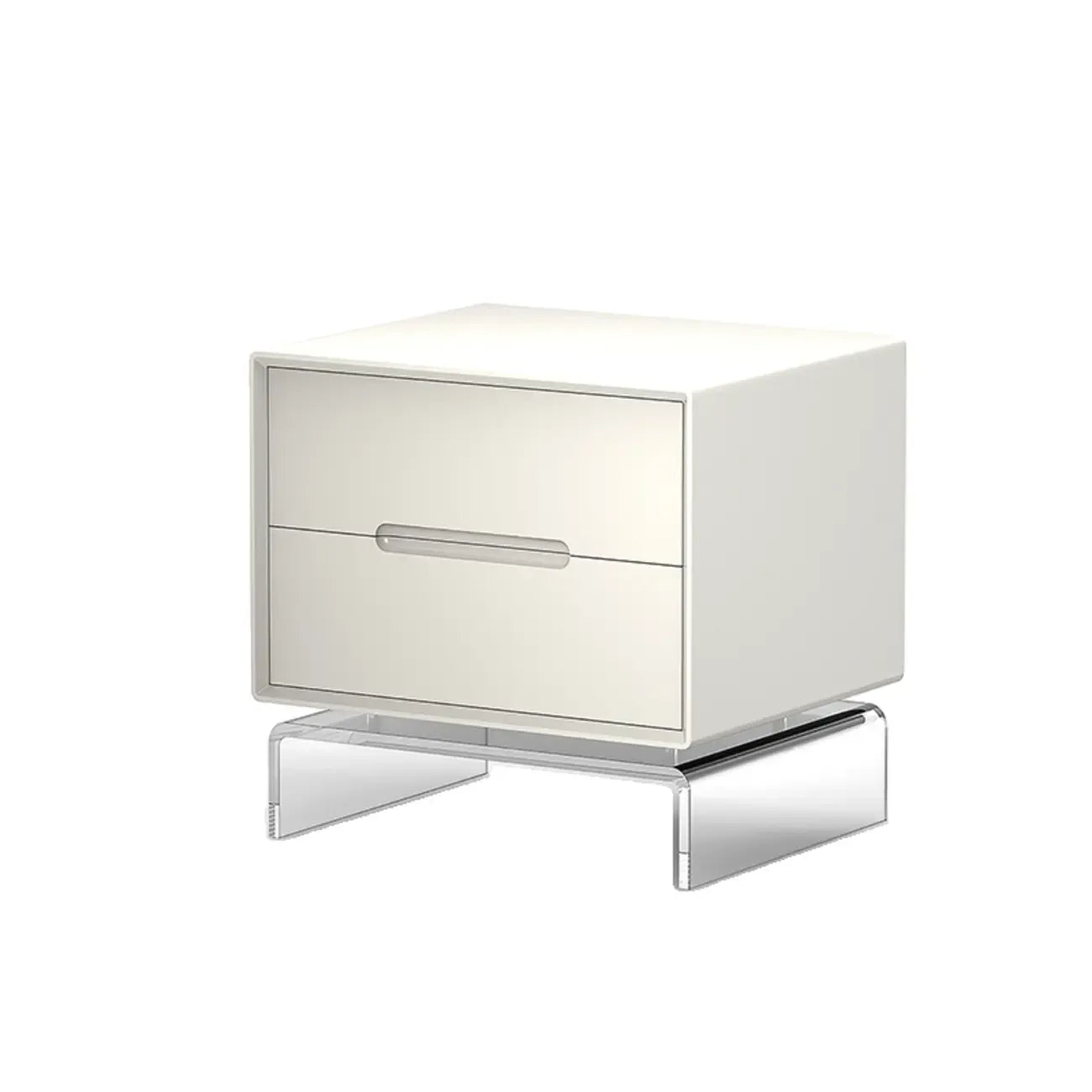 Modern Acrylic Leg Timber White Nightstand with Drawers
