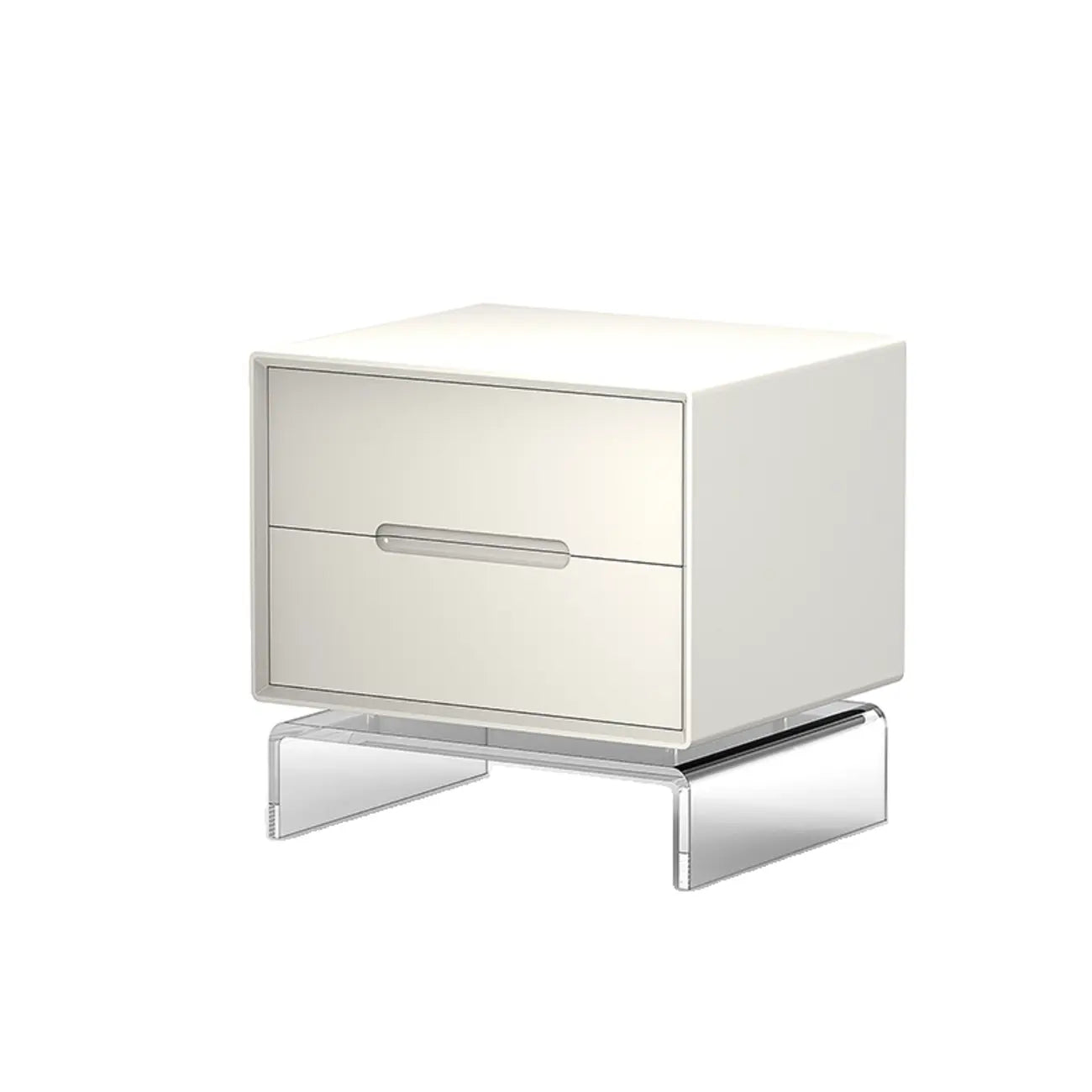 Modern Acrylic Leg Timber White Nightstand with Drawers