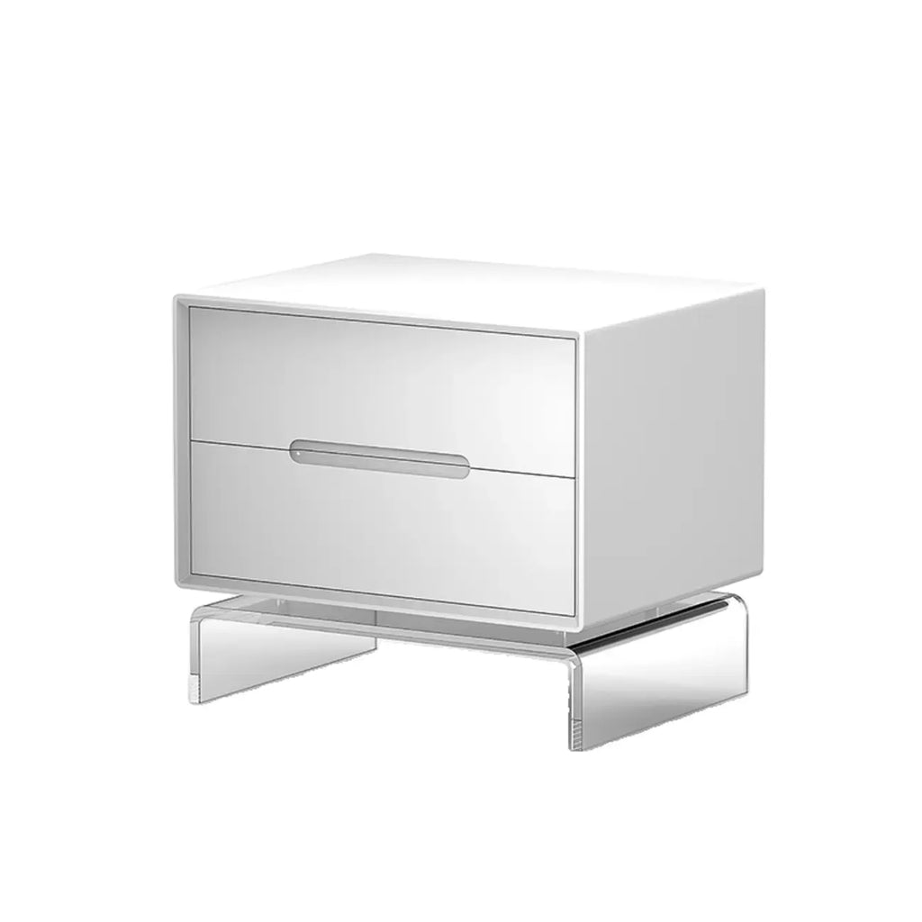 Modern Acrylic Leg Timber White Nightstand with Drawers