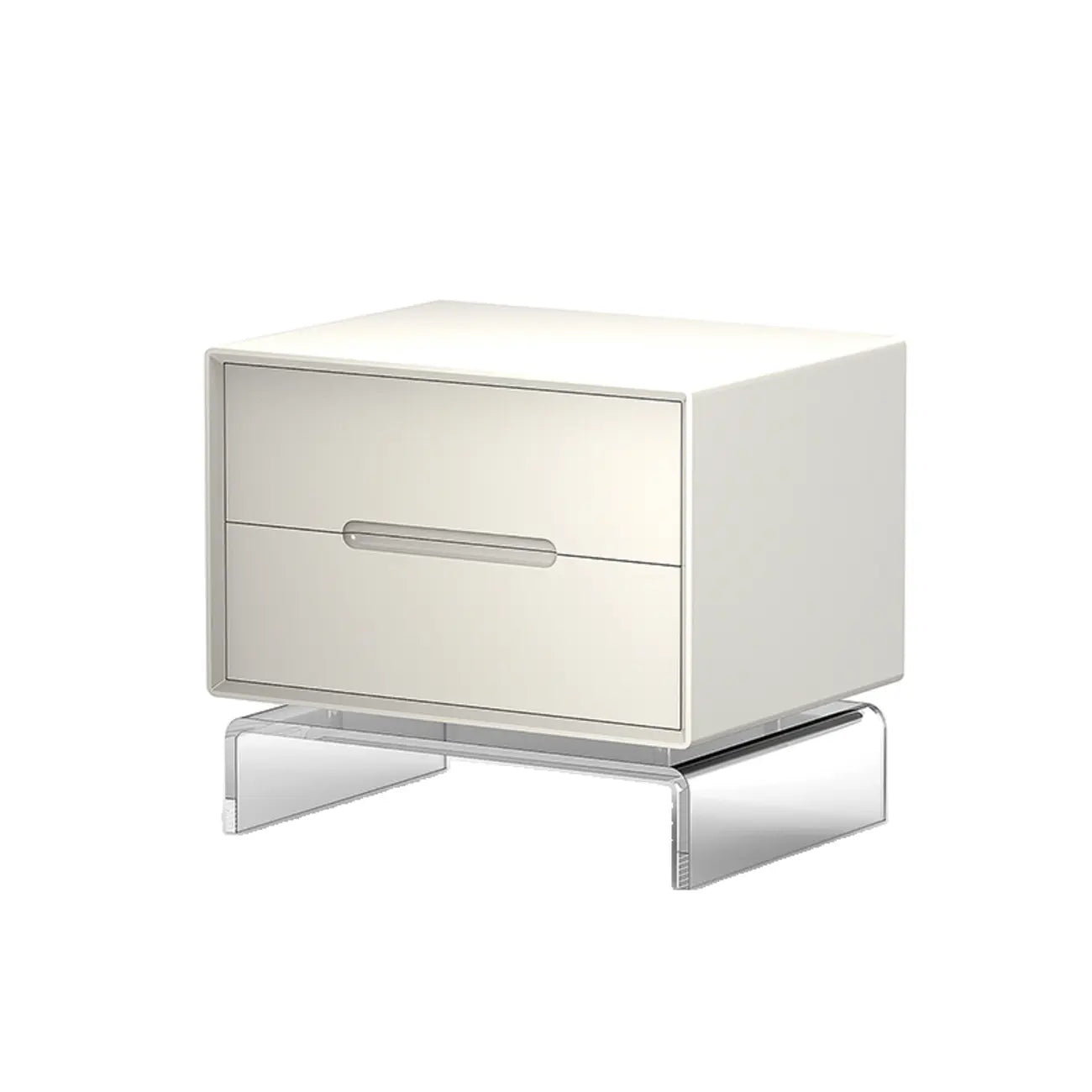 Modern Acrylic Leg Timber White Nightstand with Drawers