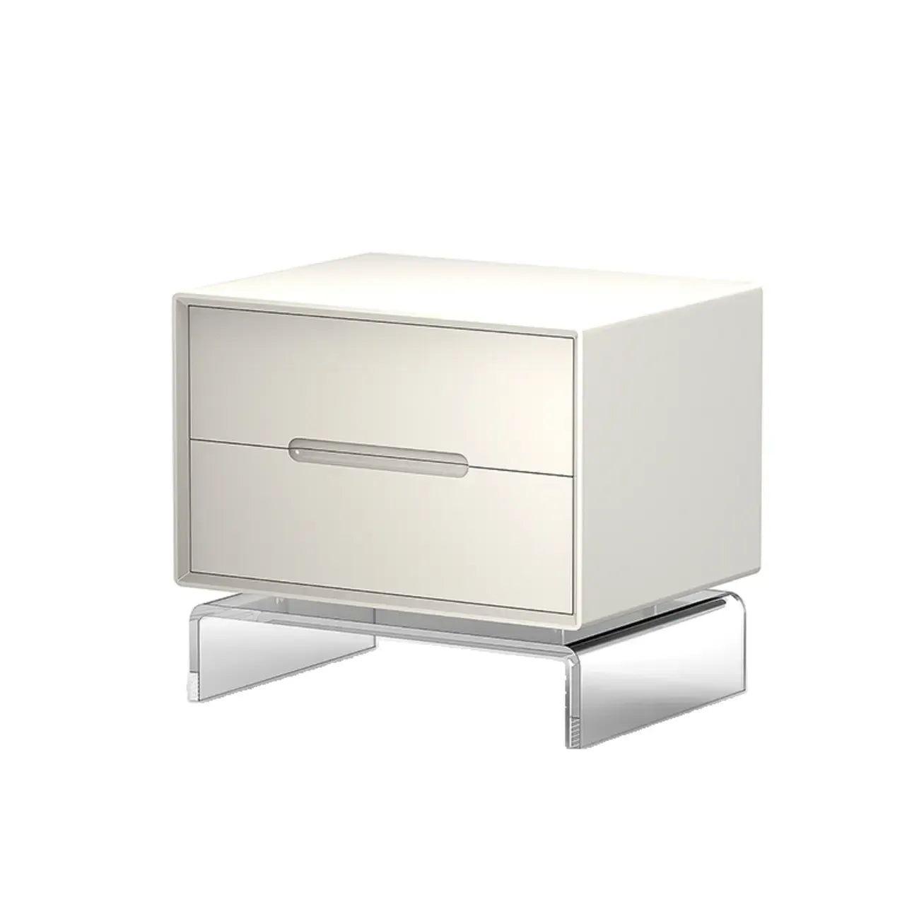 Modern Acrylic Leg Timber White Nightstand with Drawers