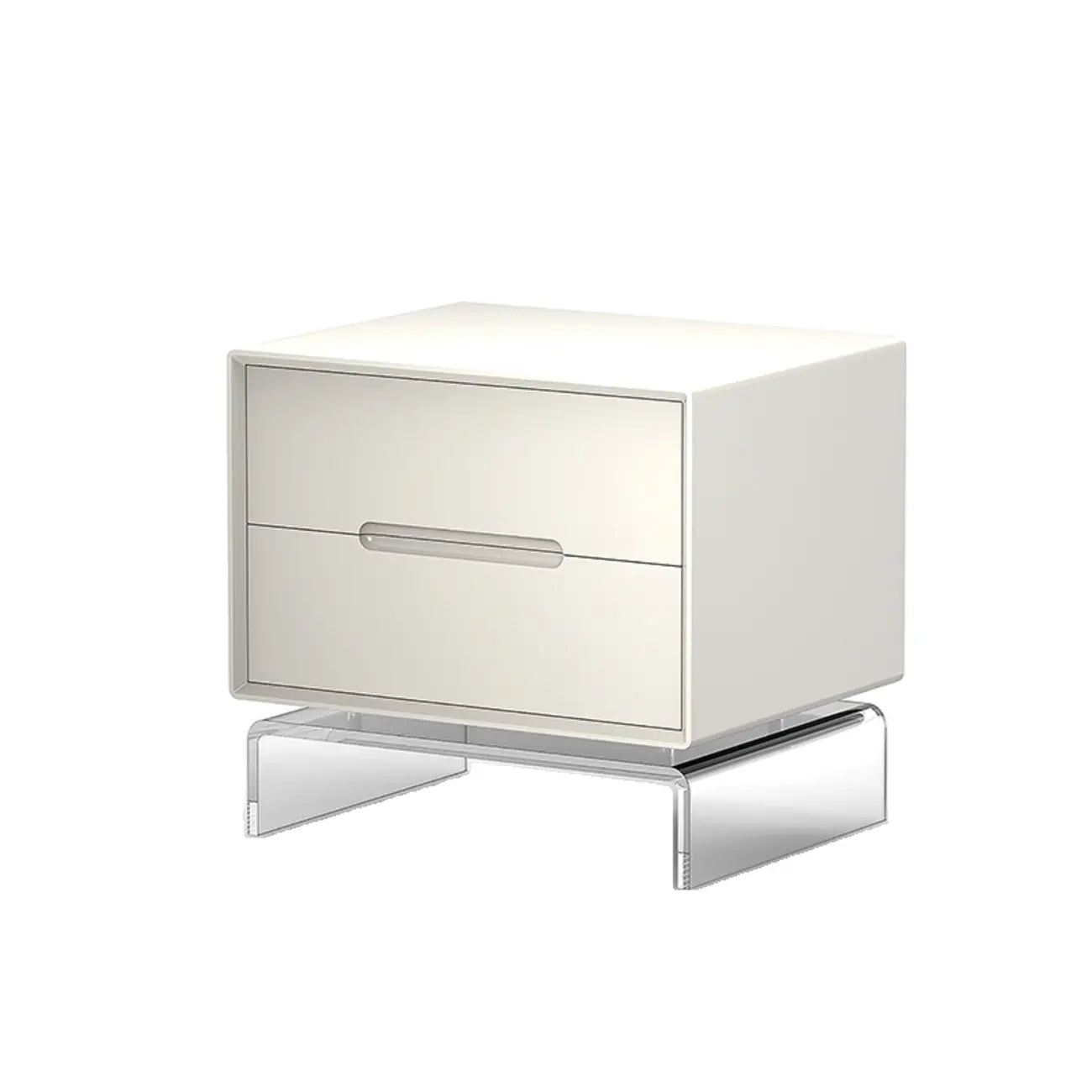 Modern Acrylic Leg Timber White Nightstand with Drawers