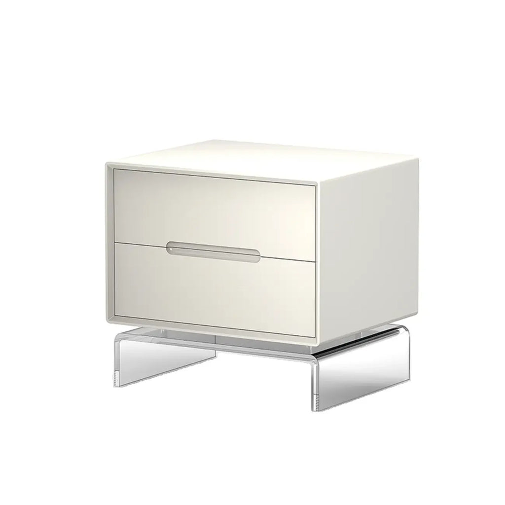 Modern Acrylic Leg Timber White Nightstand with Drawers