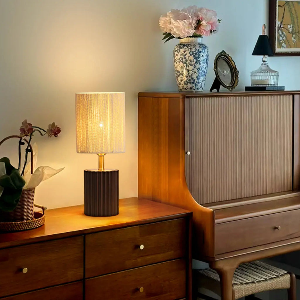 Modern Paper Geometric Shade Table Lamp for Bedroom