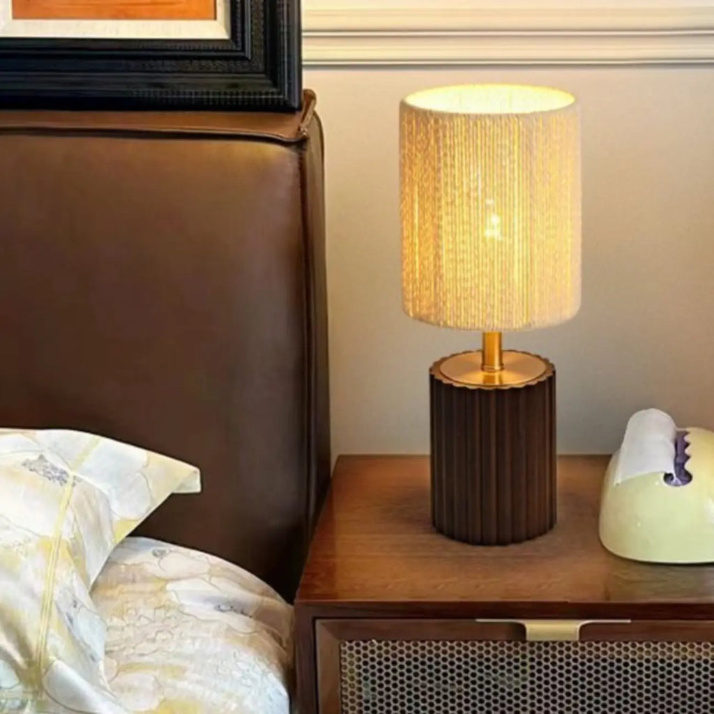 Modern Paper Geometric Shade Table Lamp for Bedroom