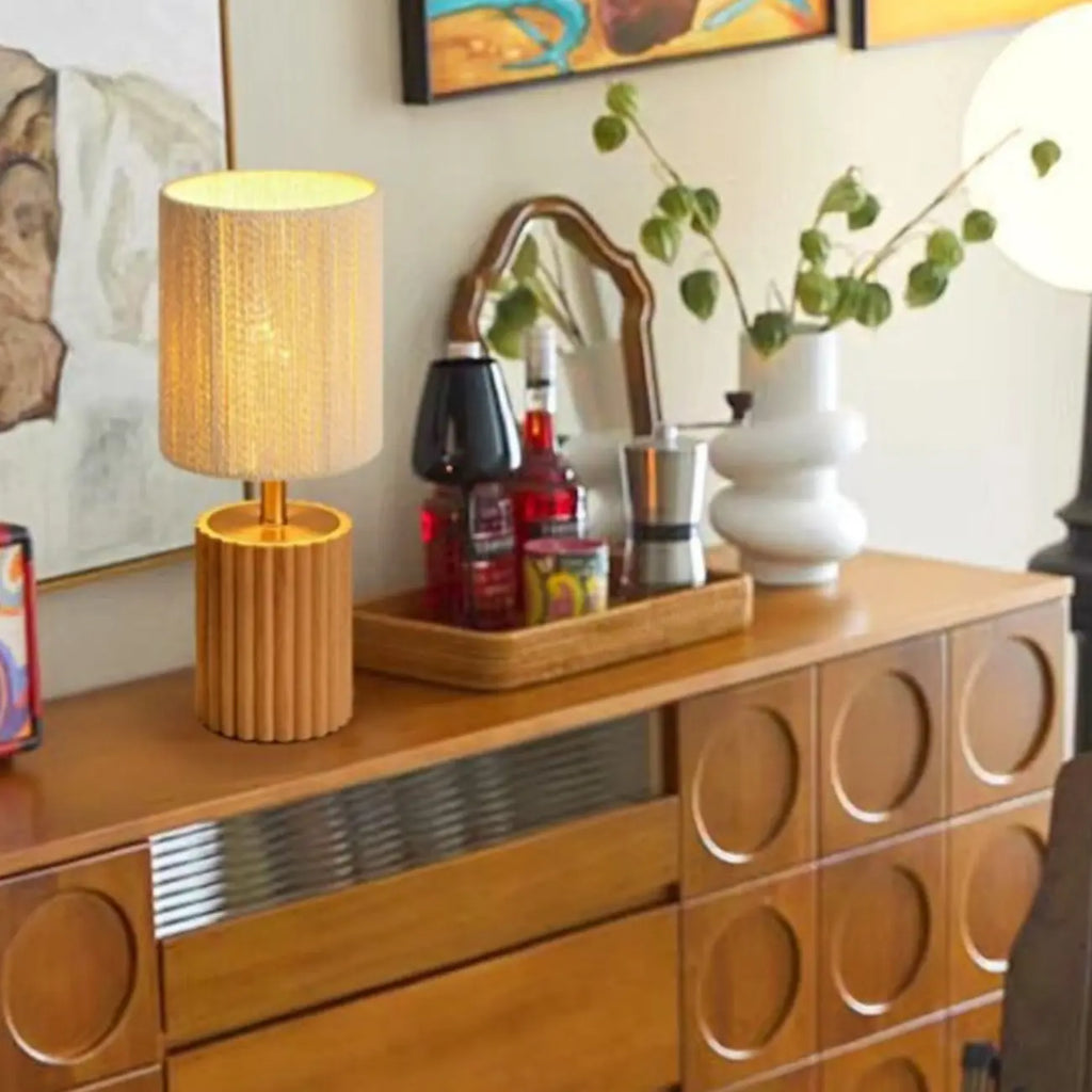 Modern Paper Geometric Shade Table Lamp for Bedroom