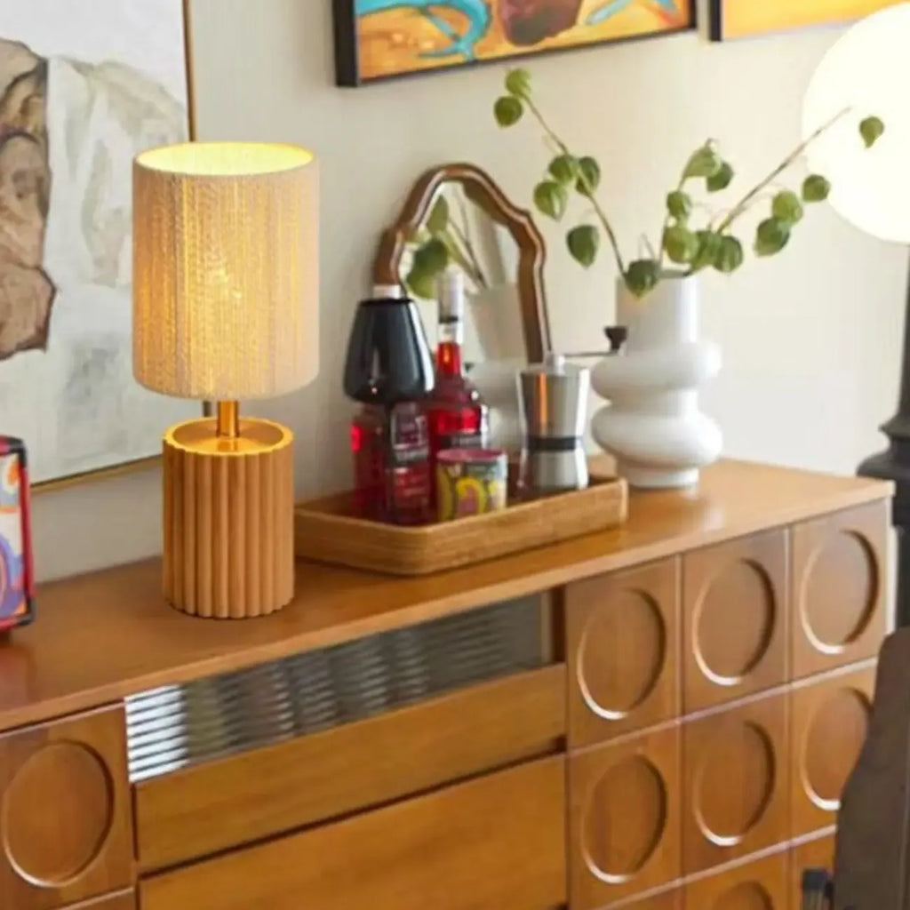 Modern Paper Geometric Shade Table Lamp for Bedroom