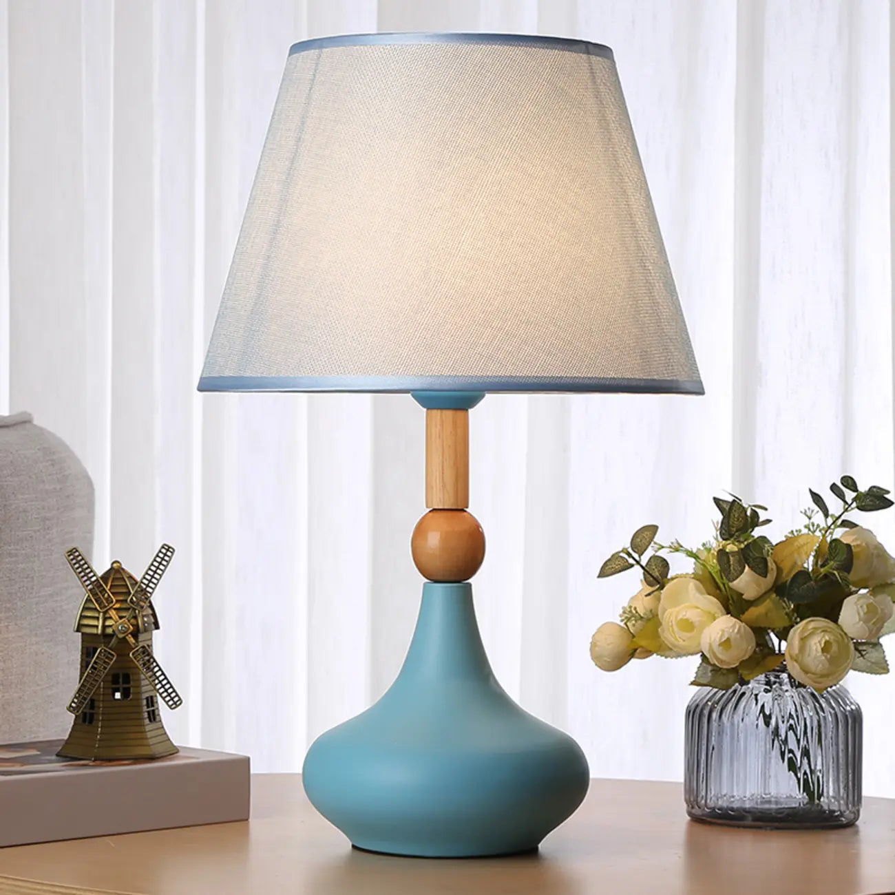 Modern Grey Geometric Table Lamp for Living Room
