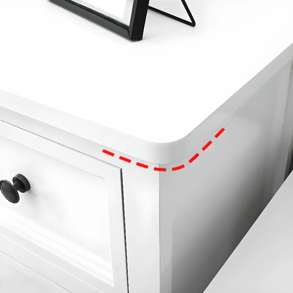 Elegant Wooden 7-Drawer White Dresser with Metal Handle