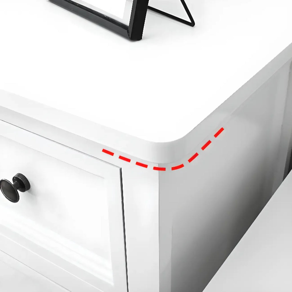 Elegant Wooden 7-Drawer White Dresser with Metal Handle